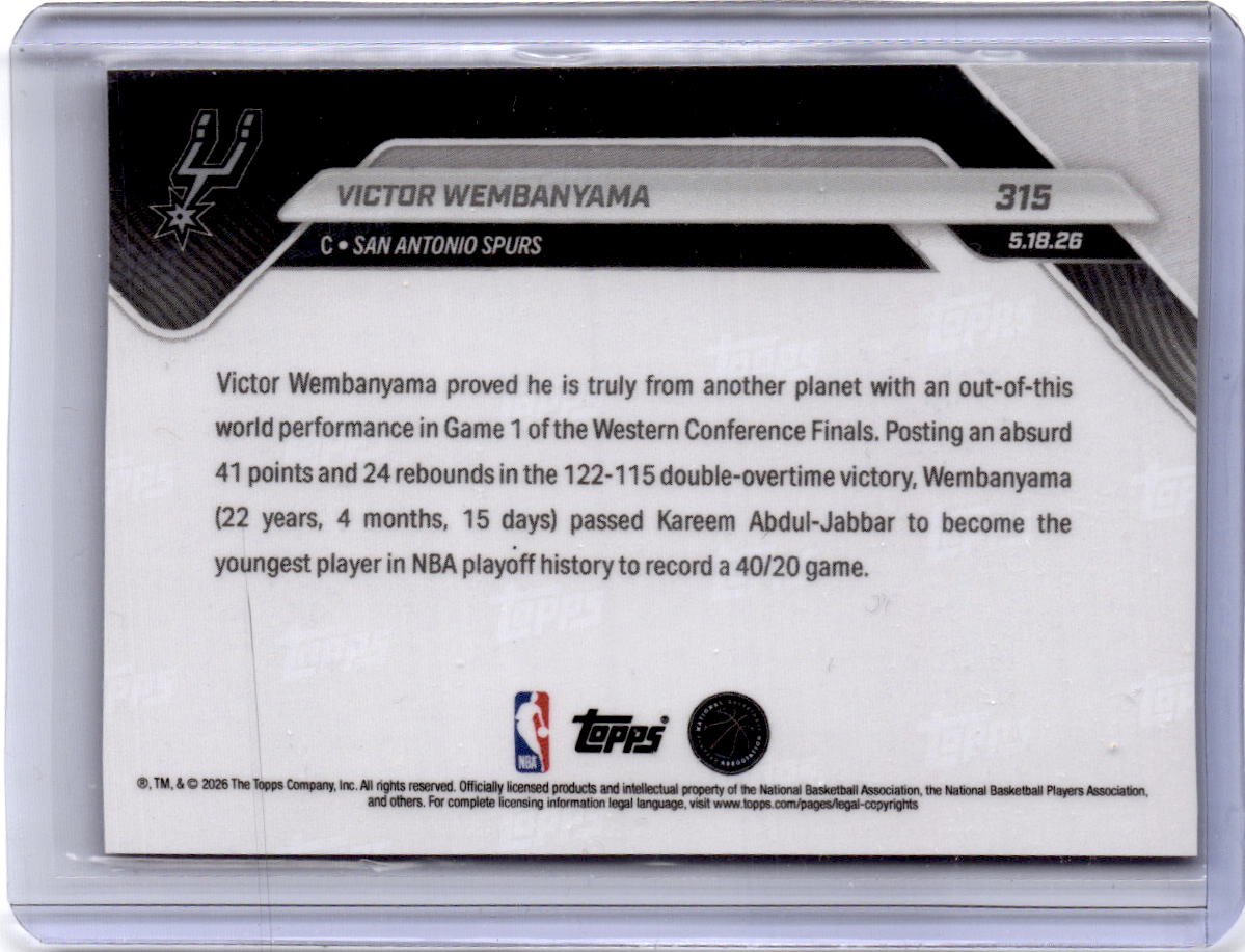 2025-26 Topps Now #315 Victor Wembanyama