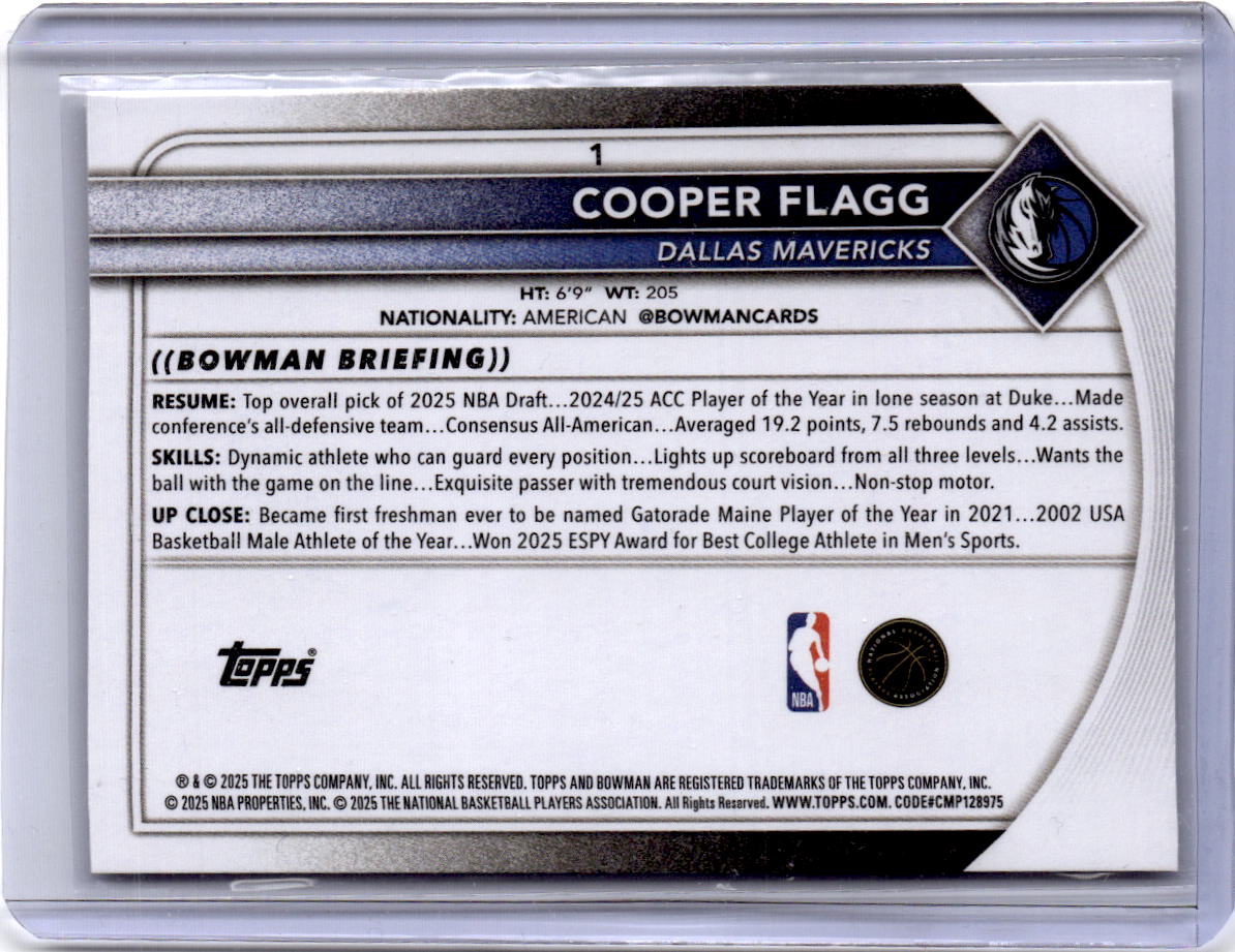 2025-26 Bowman #1 Cooper Flagg