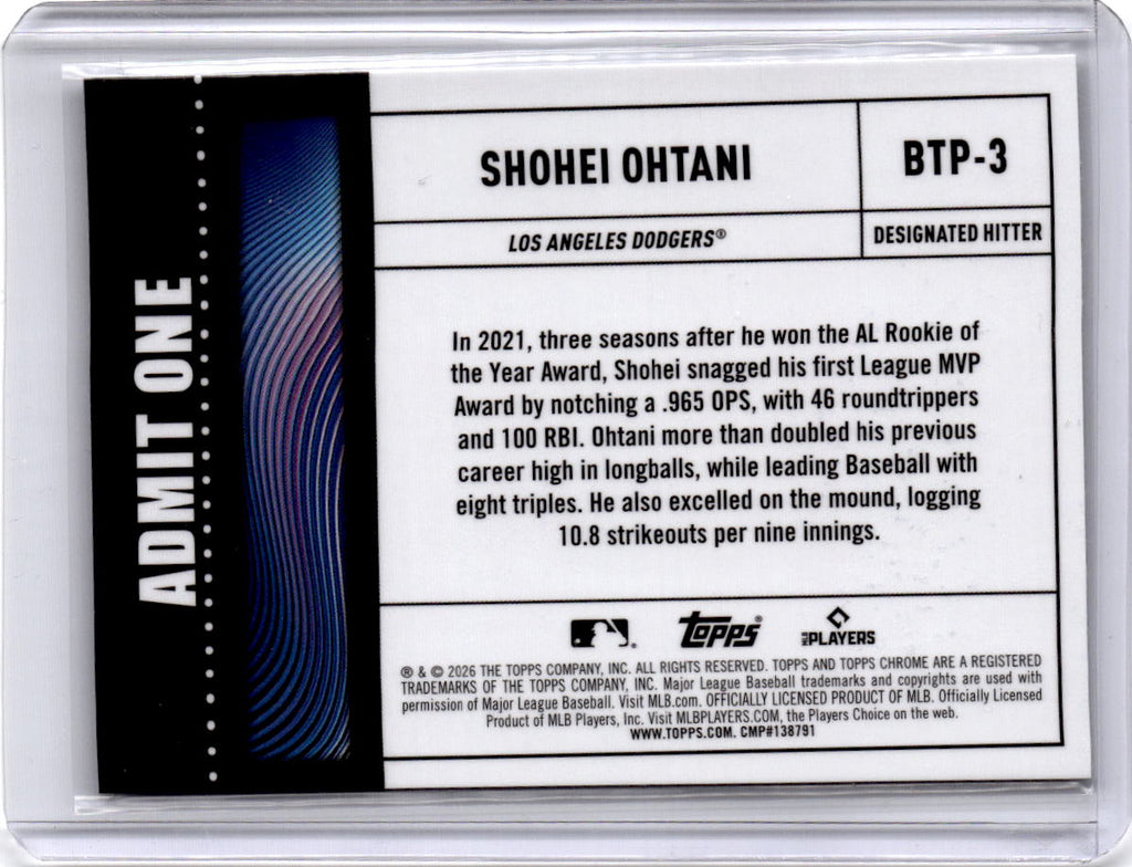 2026 Topps Chrome Logofractor Edition #BTP-3 Shohei Ohtani Big Ticket Players
