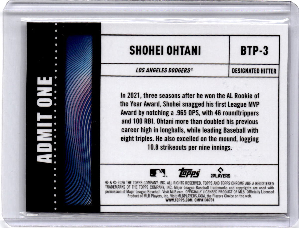 2026 Topps Chrome Logofractor Edition #BTP-3 Shohei Ohtani Big Ticket Players