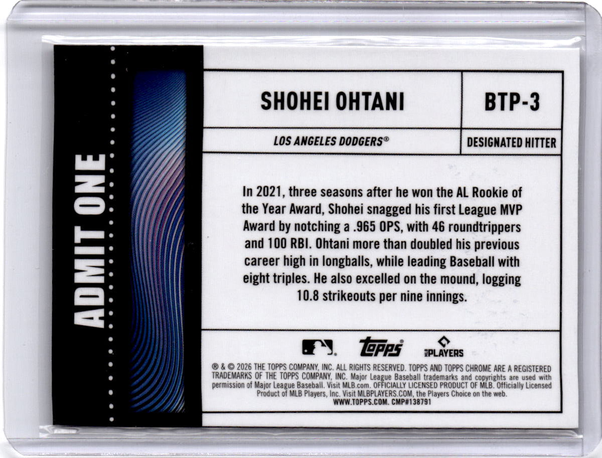 2026 Topps Chrome Logofractor Edition #BTP-3 Shohei Ohtani Big Ticket Players