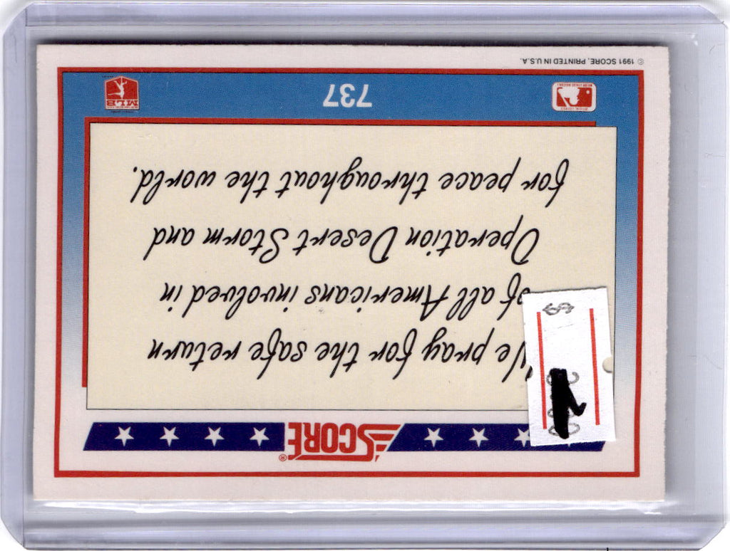 1991 Score #737a American Flag : "© 1991 SCORE" on back