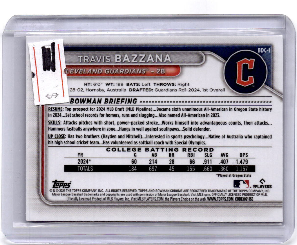 2024 Bowman Draft #BDC-1 Travis Bazzana Chrome