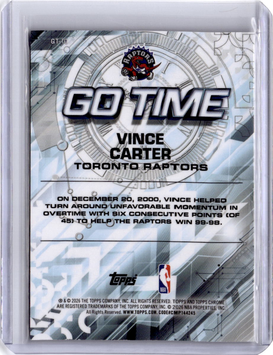 2025-26 Topps Chrome Update Vince Carter Go Time Orange Refractor 25/25