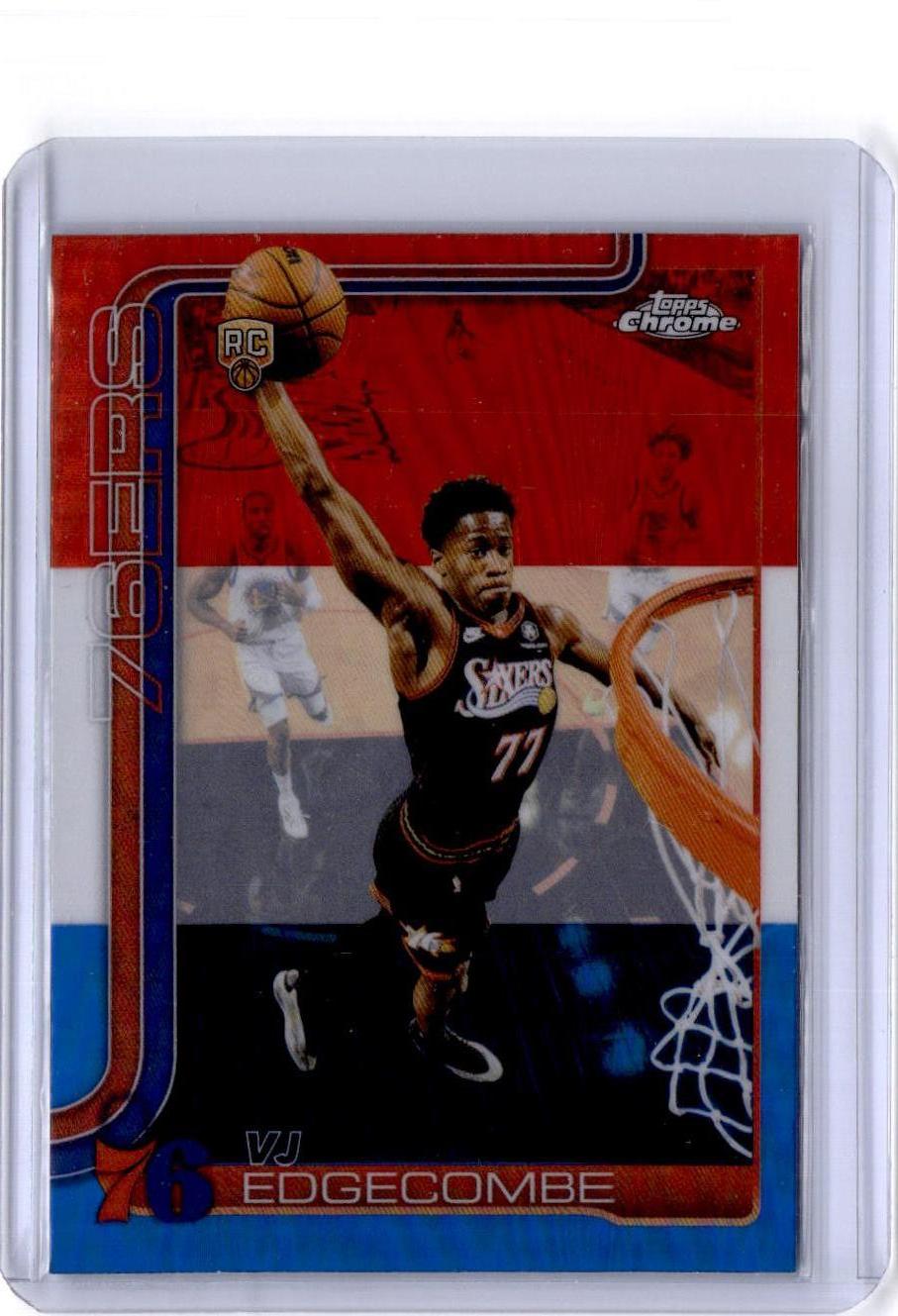 2025-26 Topps Chrome Update #153 VJ Edgecombe Red White and Blue Refractor