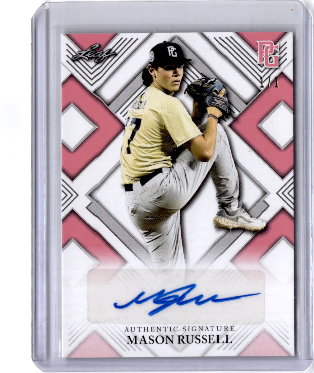 2023 Leaf Perfect Game National Showcase Mason Russell Autographs Pink #/1