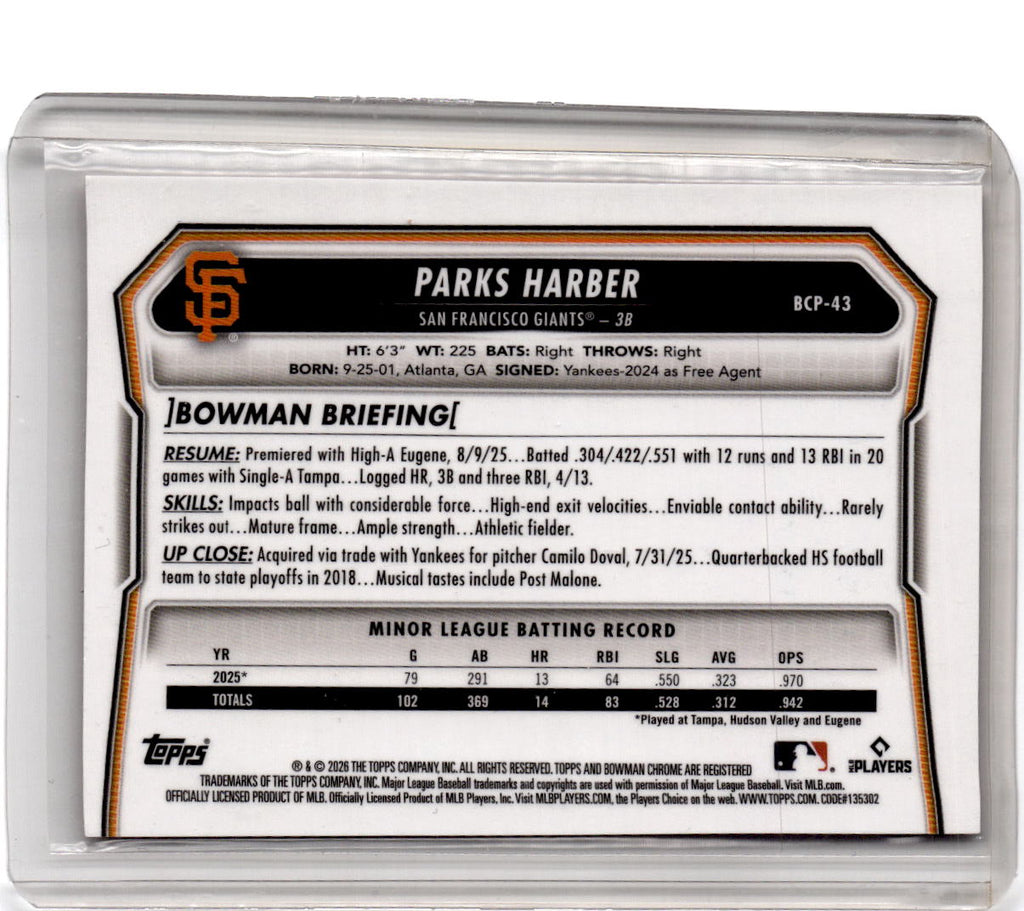 2026 Bowman Sapphire Edition #BCP-43 Parks Harber Red 5/5