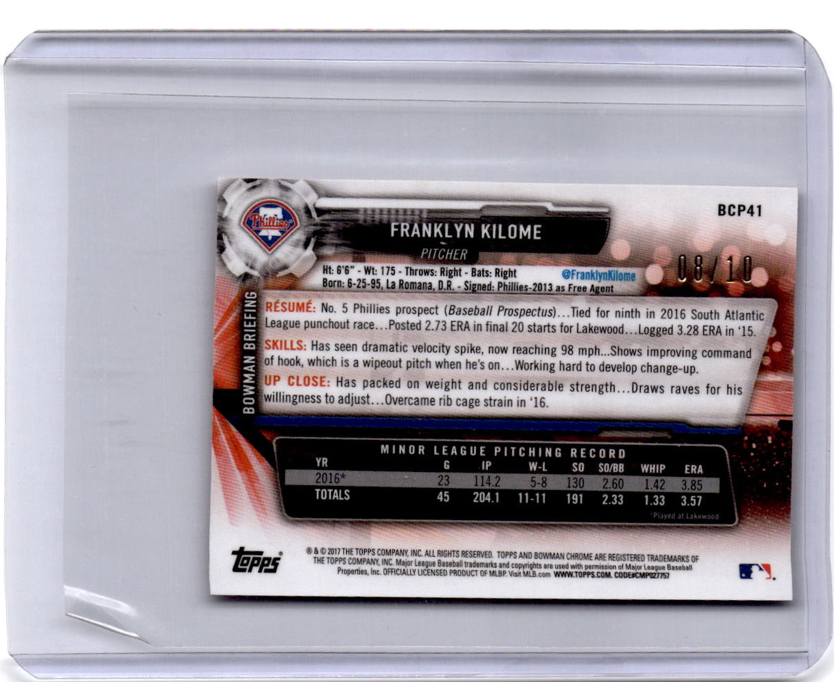 2017 Bowman Chrome Mini #BCP41 Franklyn Kilome Red Refractor #/10