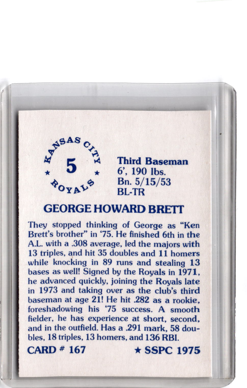 1976 SSPC #167 George Brett