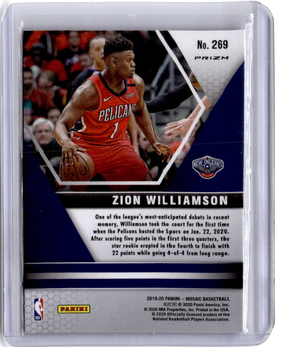 2019-20 Panini Mosaic #269 Zion Williamson Green Prizm