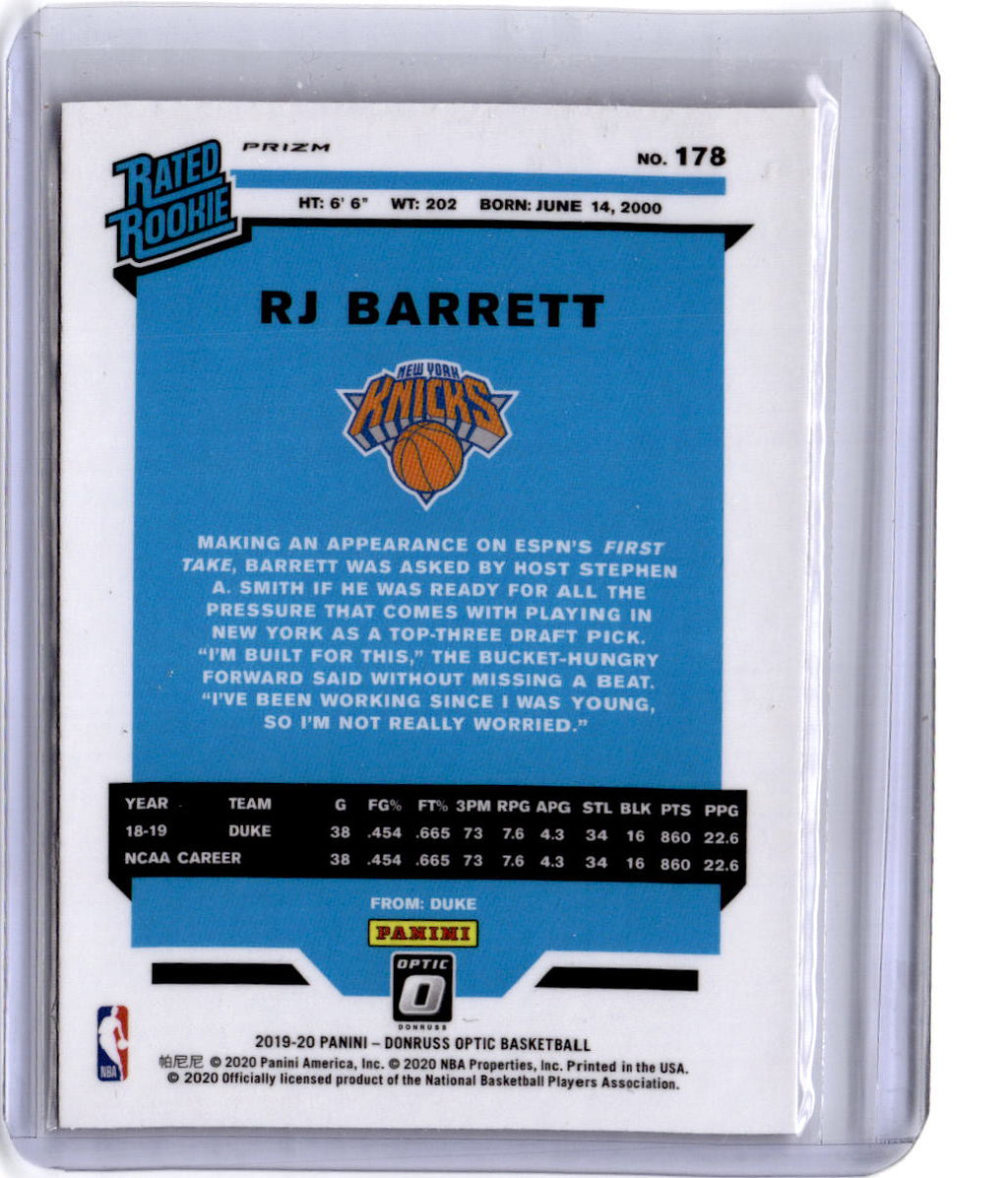 2019-20 Donruss Optic #178 RJ Barrett Hyper Pink