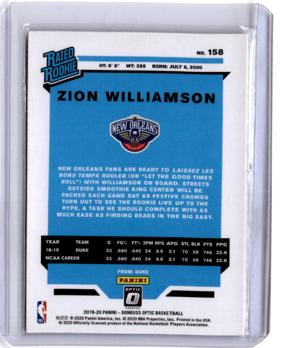 2019-20 Donruss Optic #158 Zion Williamson