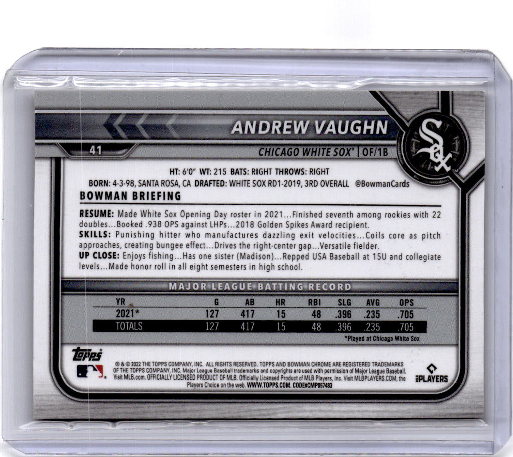 2022 Bowman Chrome Sapphire Edition #41 Andrew Vaughn Yellow #/50