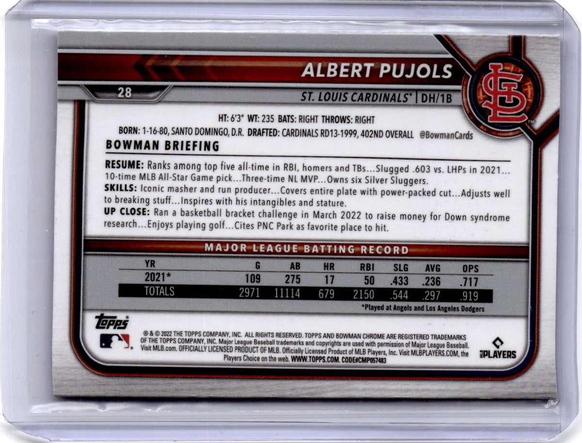 2022 Bowman Chrome Sapphire Edition #28 Albert Pujols