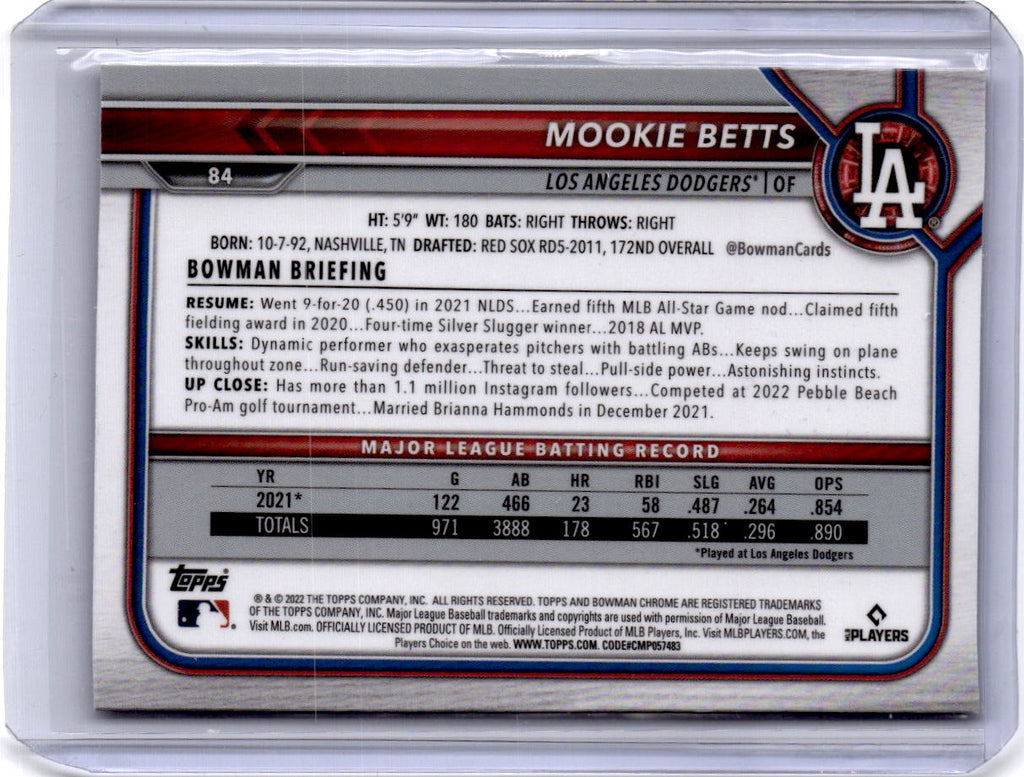 2022 Bowman Chrome Sapphire Edition #84 Mookie Betts