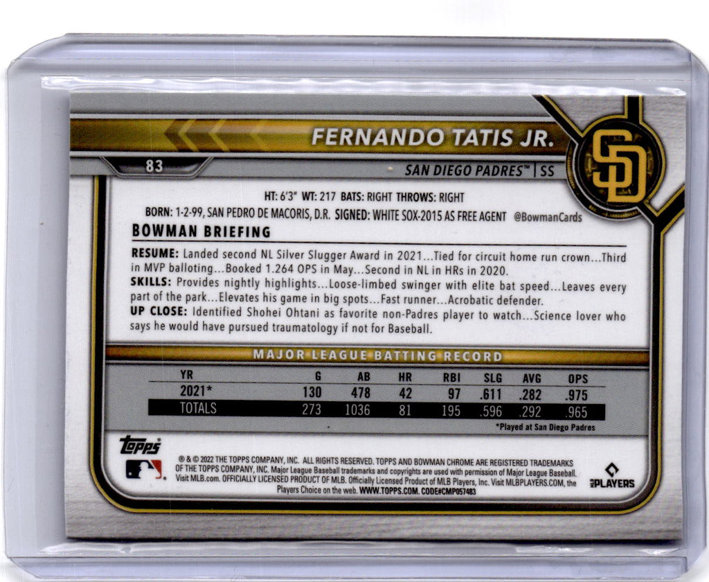 2022 Bowman Chrome Sapphire Edition #83 Fernando Tatis Jr.
