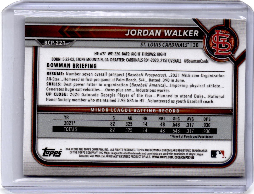 2022 Bowman Chrome #BCP-221 Jordan Walker Prospects