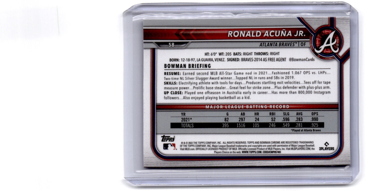 2022 Bowman Chrome Sapphire Edition #58 Ronald Acuña Jr.
