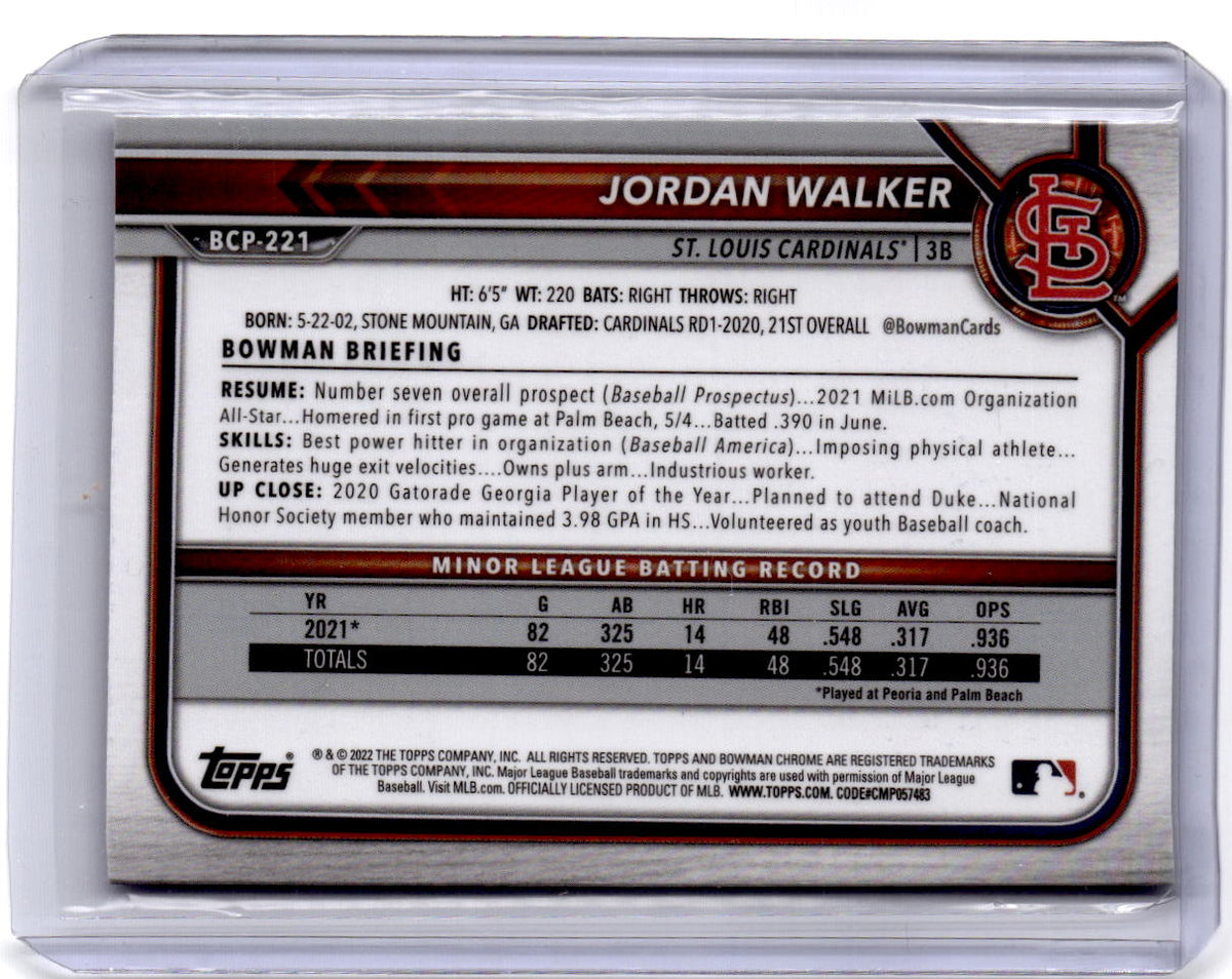 2022 Bowman Chrome #BCP-221 Jordan Walker Prospects