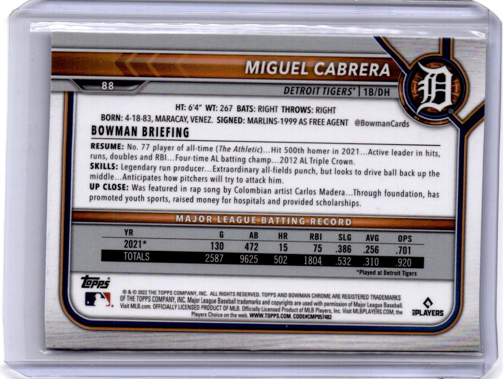 2022 Bowman Chrome Sapphire Edition #88 Miguel Cabrera