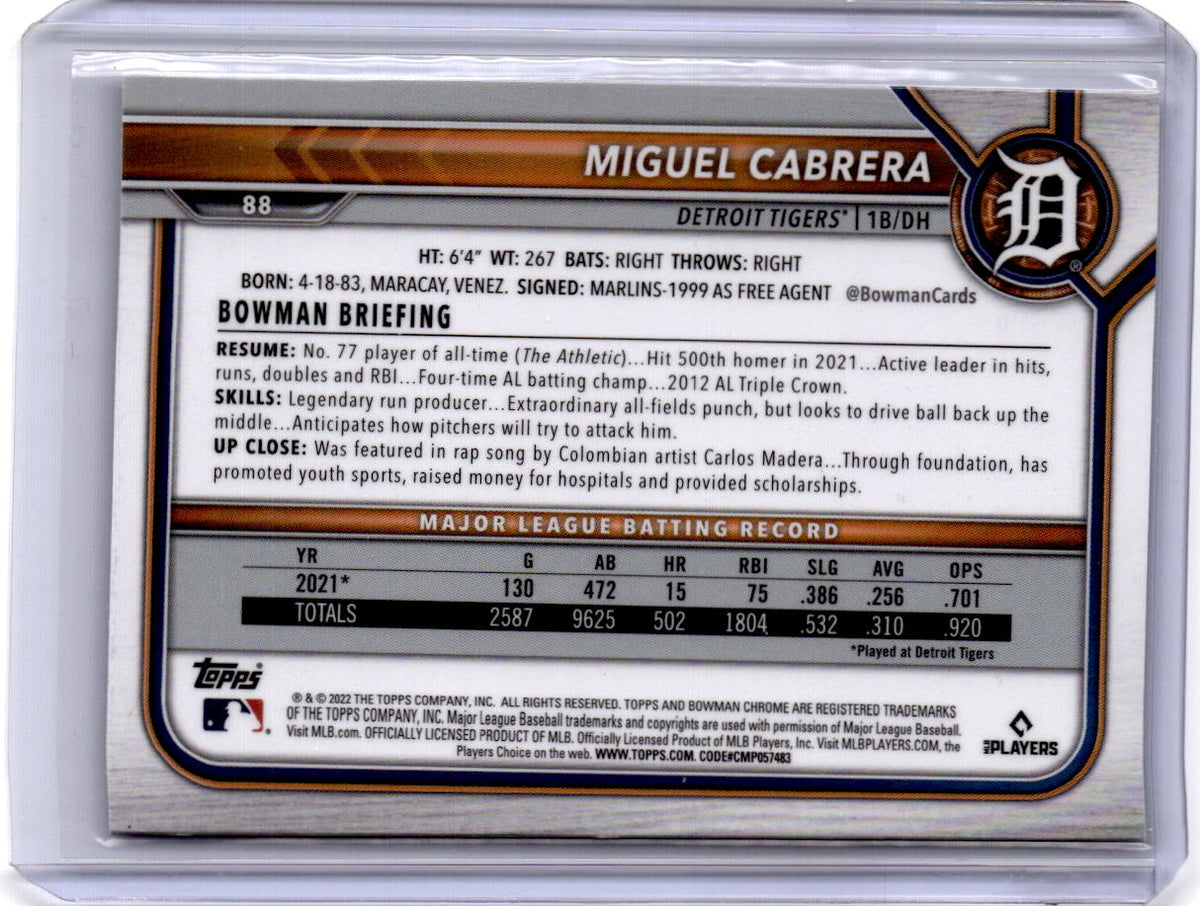 2022 Bowman Chrome Sapphire Edition #88 Miguel Cabrera