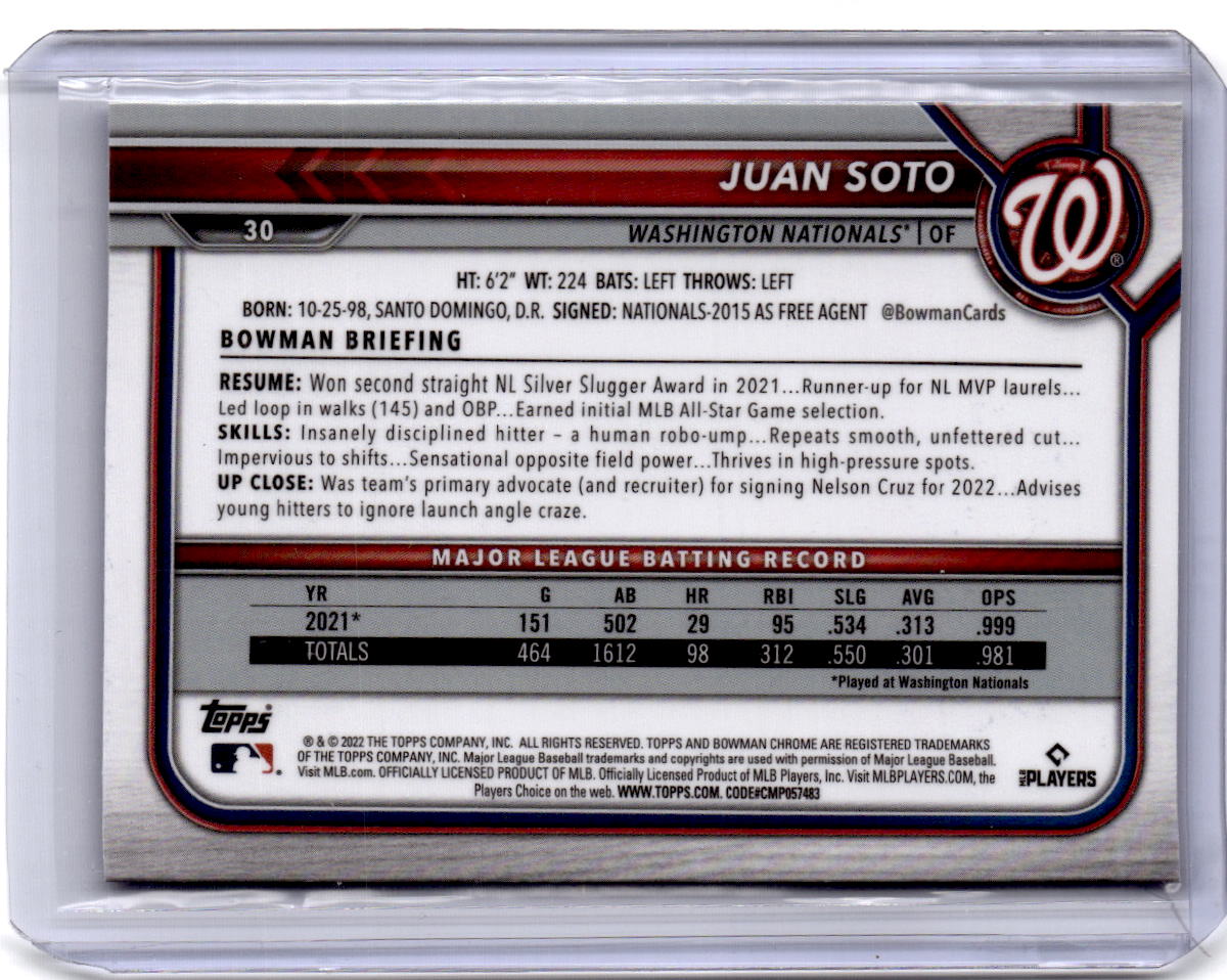 2022 Bowman Chrome Sapphire Edition #30 Juan Soto
