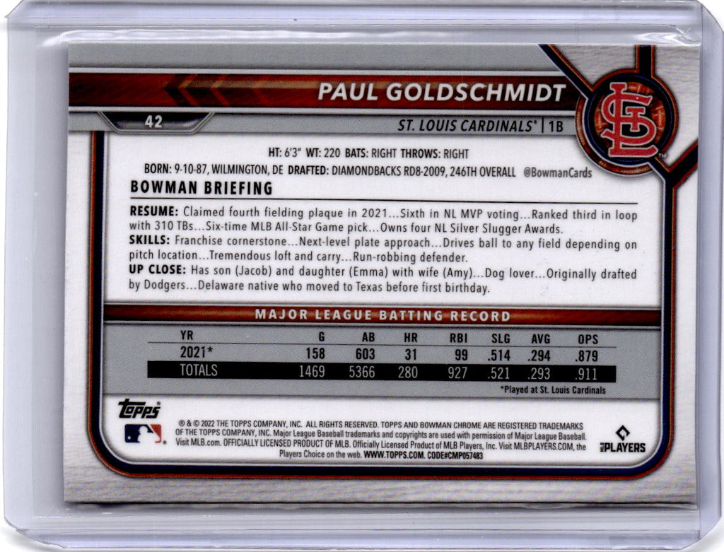 2022 Bowman Chrome Sapphire Edition #42 Paul Goldschmidt