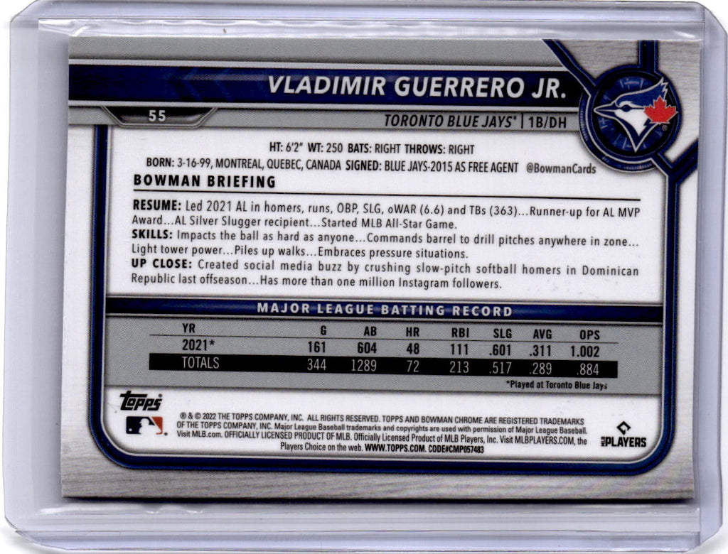 2022 Bowman Chrome Sapphire Edition #55 Vladimir Guerrero Jr.