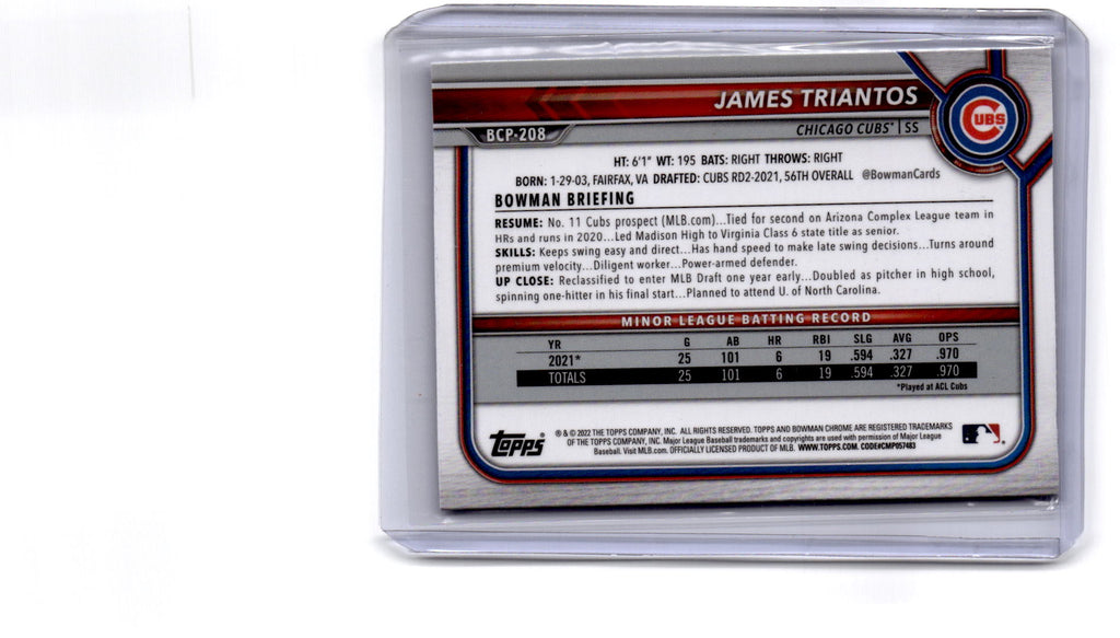 2022 Bowman Chrome Sapphire Edition #BCP-208 James Triantos Prospects
