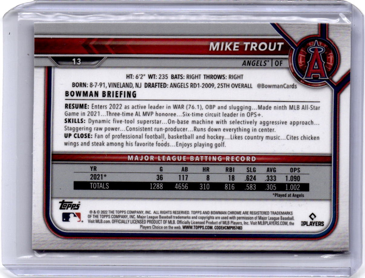 2022 Bowman Chrome #13 Mike Trout