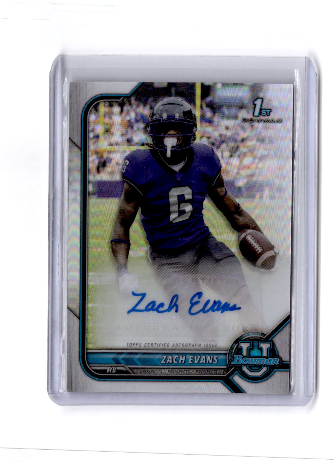 2021-22 Bowman University #BCPA-ZE Zach Evans Bowman Chrome Prospects Autographs