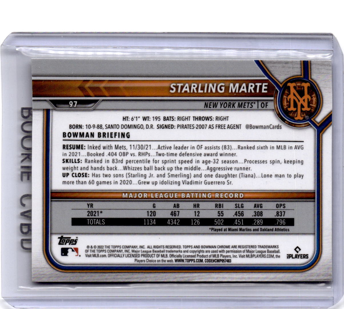 2022 Bowman Chrome Sapphire Edition #97 Starling Marte Yellow #/50