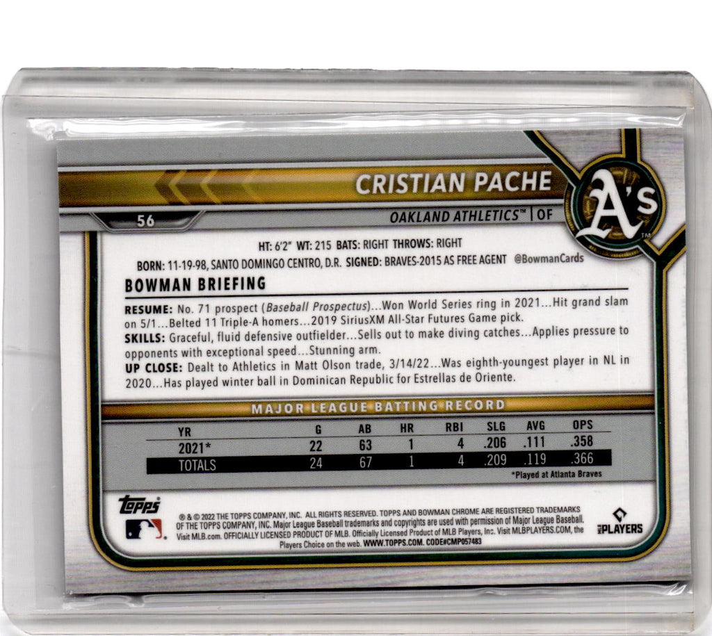 2022 Bowman Chrome Sapphire Edition #56 Cristian Pache Aqua #/99