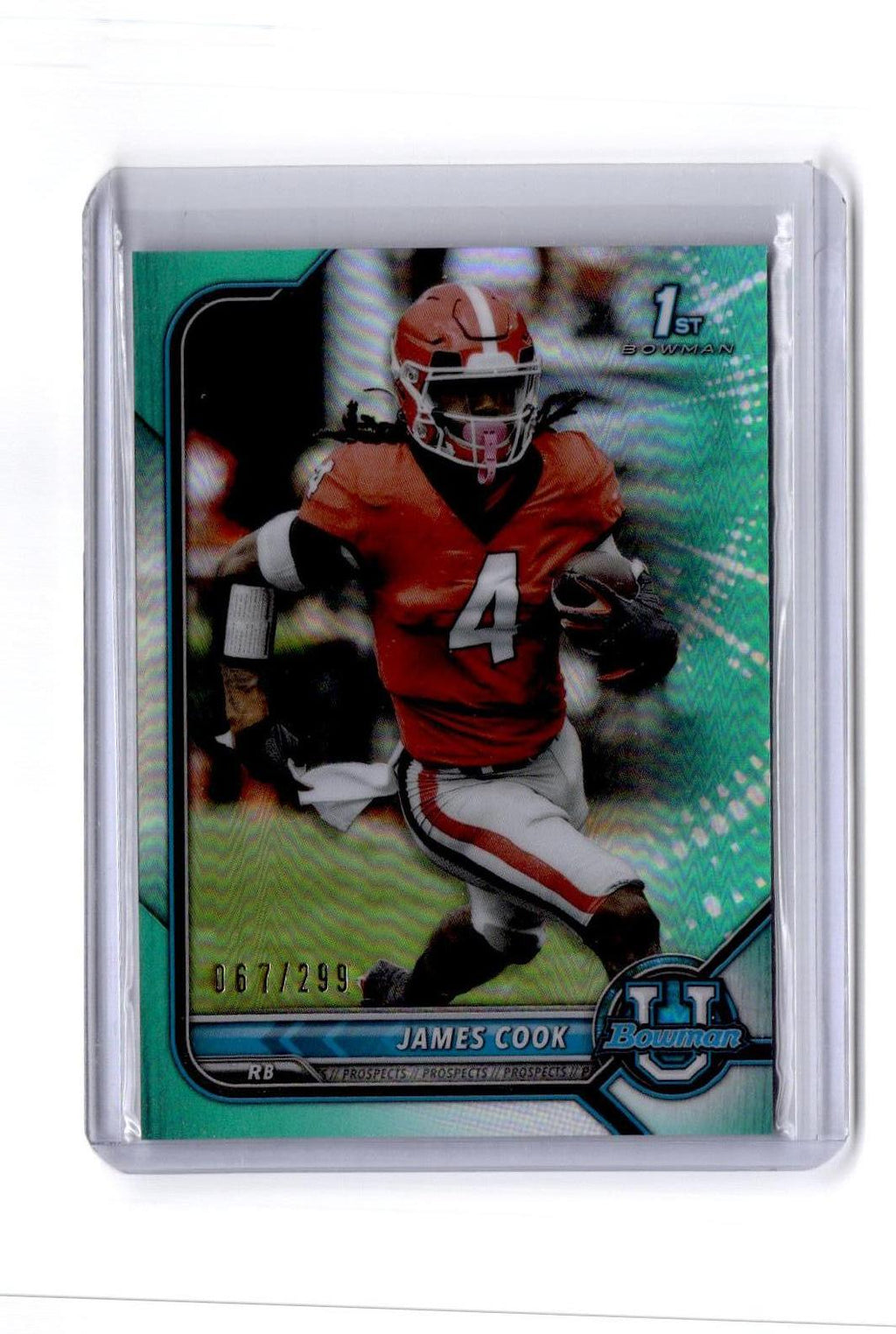 2021-22 Bowman University #19 James Cook Chrome Aqua #/299