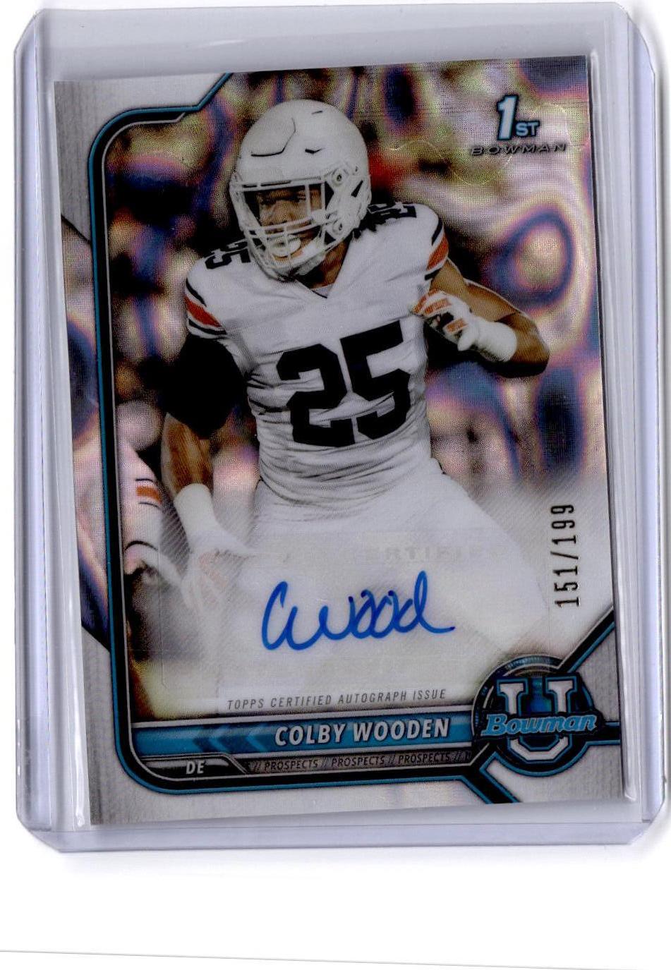 2021-22 Bowman University  Colby Wooden Chrome Prospects Autographs Lava #/199