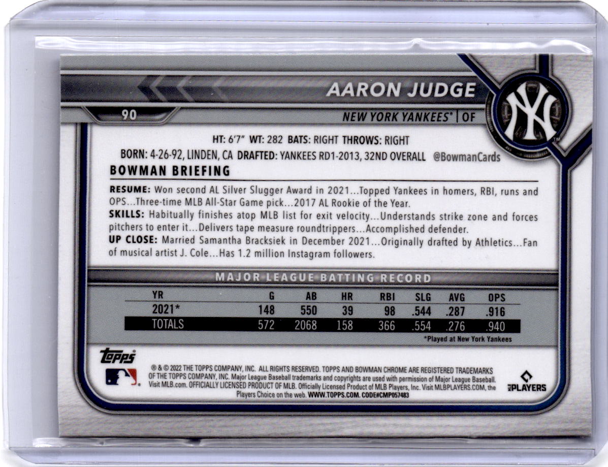 2022 Bowman Chrome Sapphire Edition #90 Aaron Judge