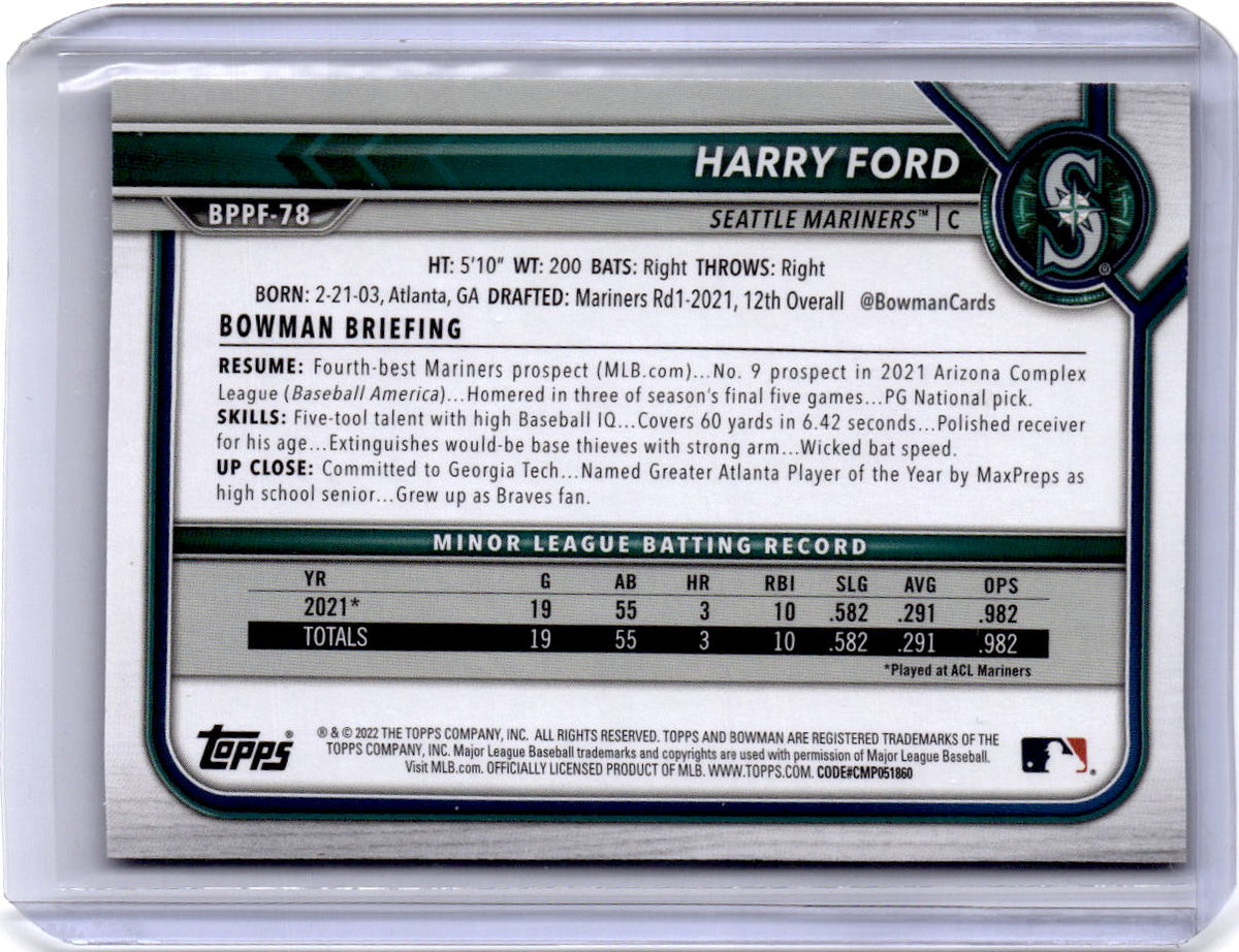 2022 Bowman 1st Edition #BPPF-78 Harry Ford Sky Blue Foil