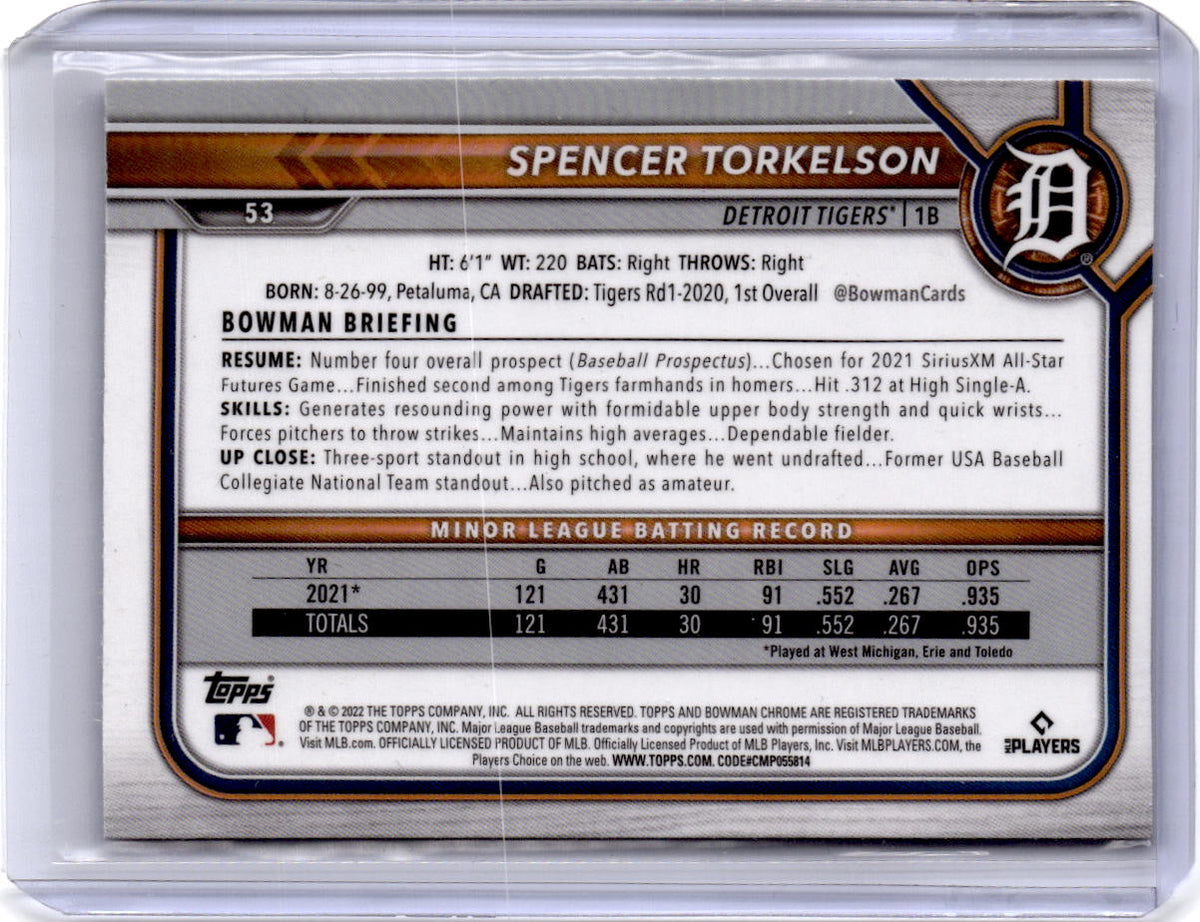2022 Bowman Chrome #53 Spencer Torkelson