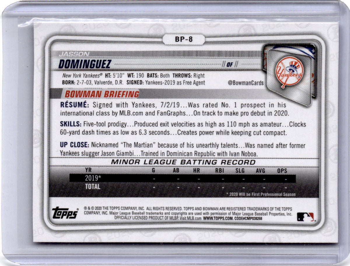 2020 Bowman #BP-8 Jasson Dominguez Prospects Camo