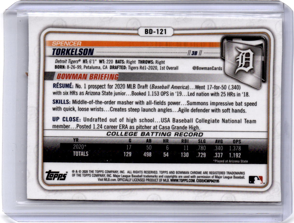 2020 Bowman Draft #BD-121 Spencer Torkelson Chrome