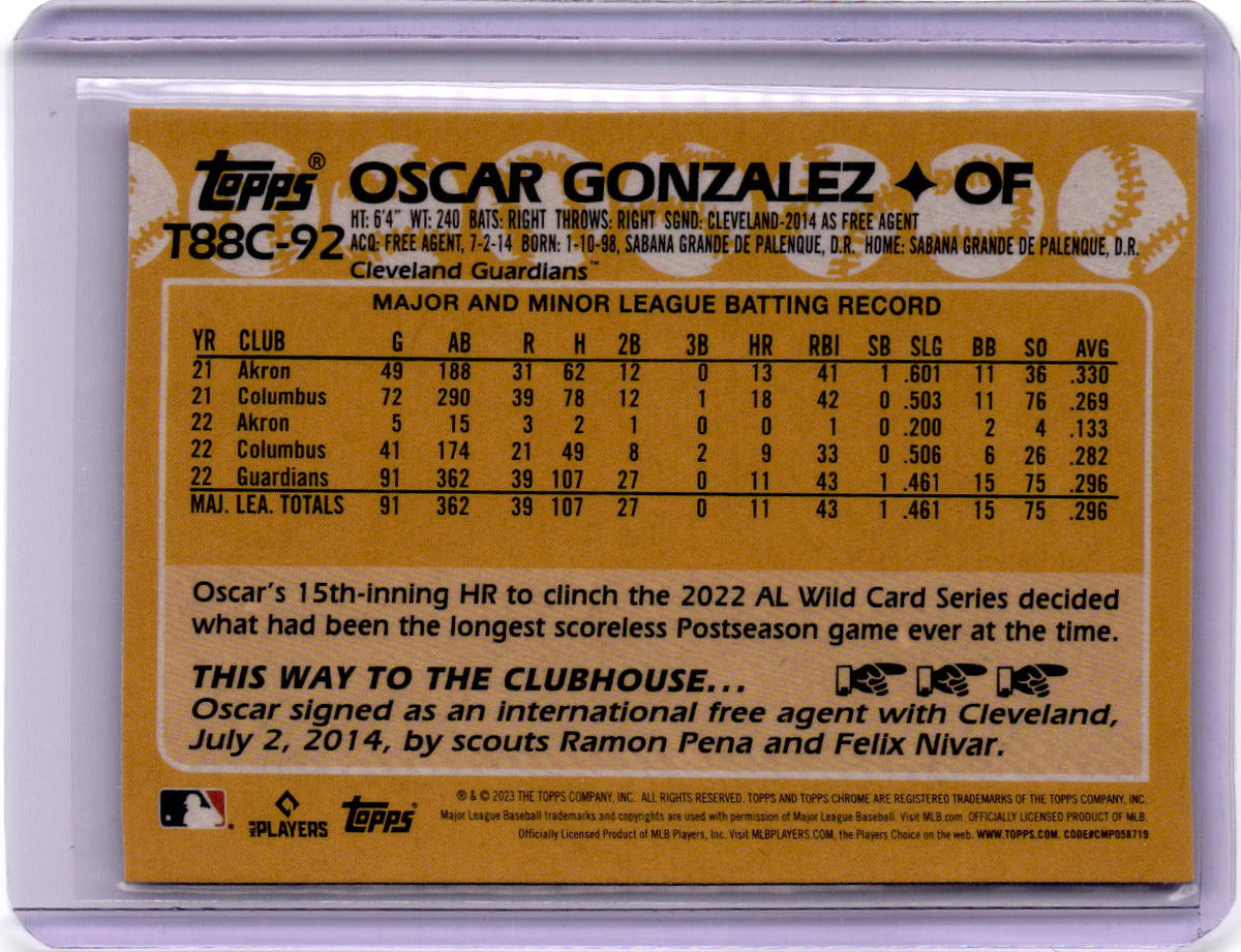 2023 Topps #T88C-92 Oscar Gonzalez 1988 35th Anniversary Chrome (Series One)