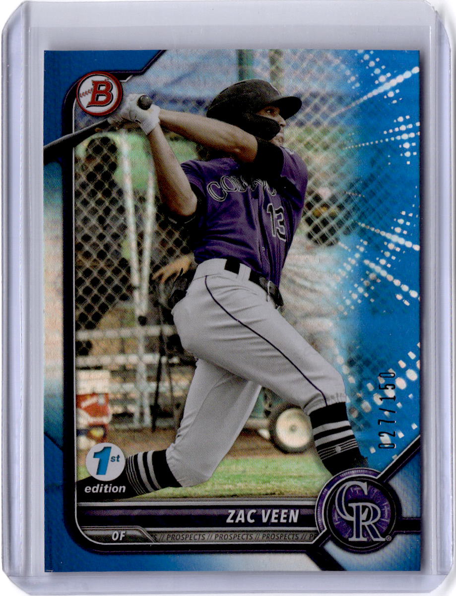 2022 Bowman 1st Edition #BPPF-13 Zac Veen Blue Foil #/150