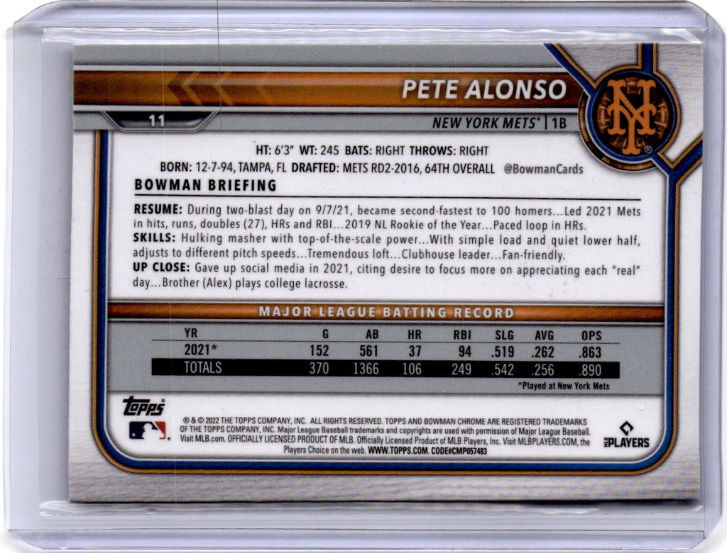 2022 Bowman Chrome Sapphire Edition #11 Pete Alonso