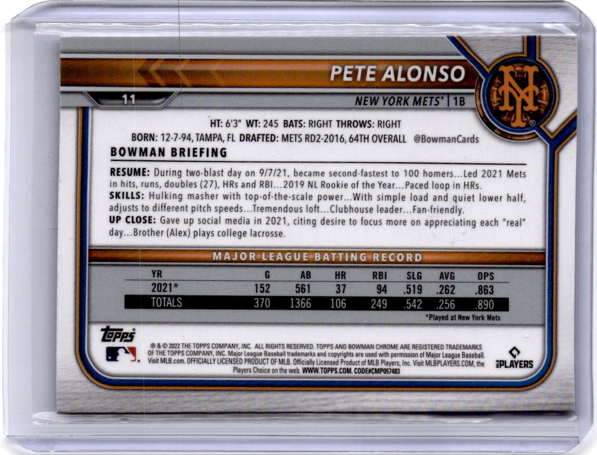 2022 Bowman Chrome Sapphire Edition #11 Pete Alonso