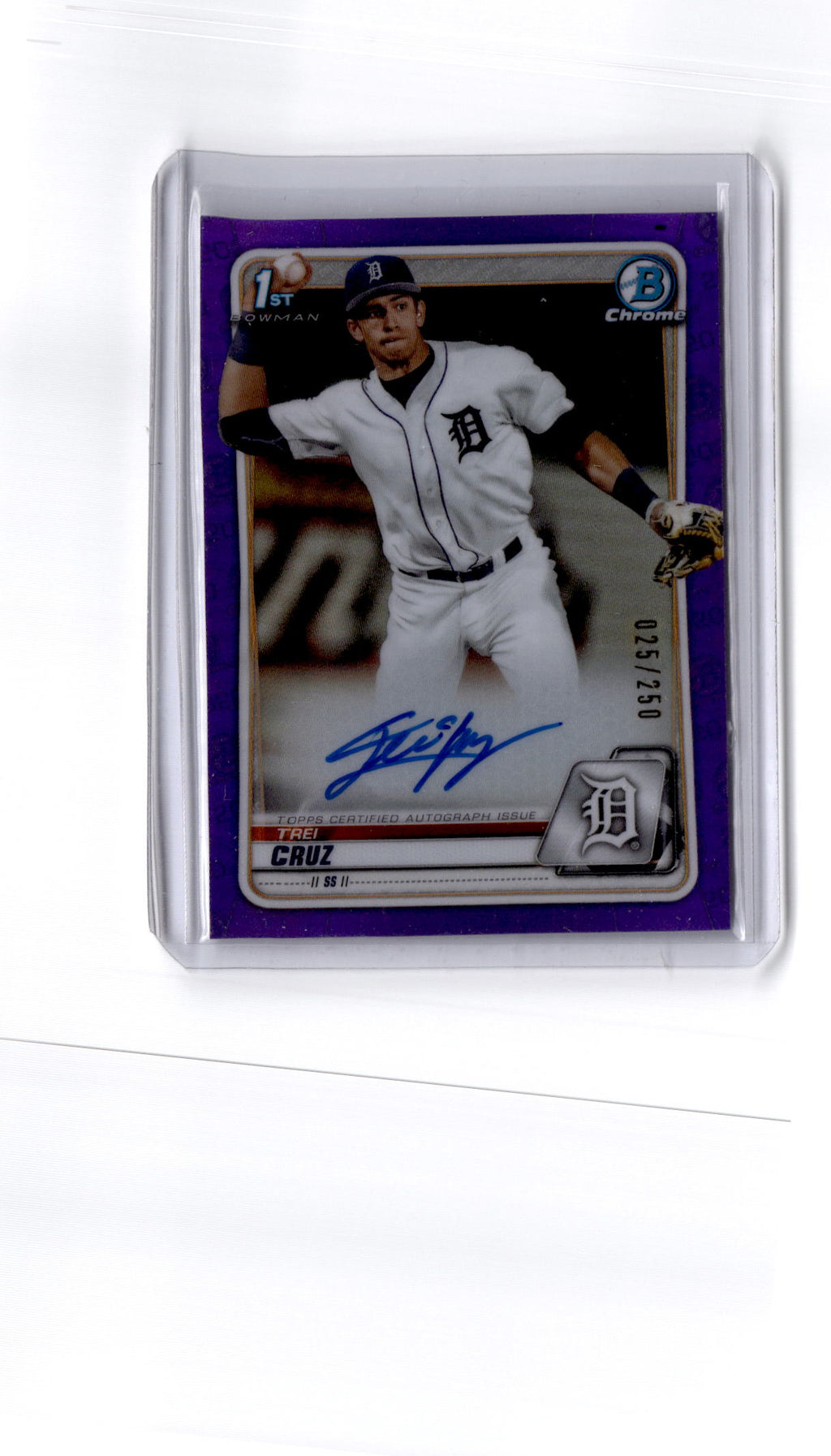 2020 Bowman Draft #CDA-TC Trei Cruz Chrome Draft Pick Autographs Purple /250