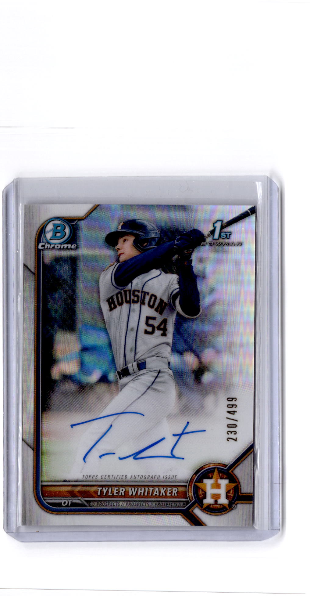 2022 Bowman #CPA-TW Tyler Whitaker Chrome Prospects Autographs Refractors #/499
