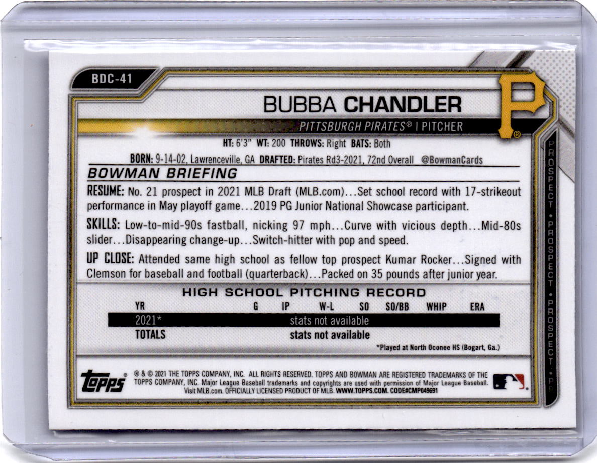 2021 Bowman Draft Sapphire Edition #BDC-41 Bubba Chandler