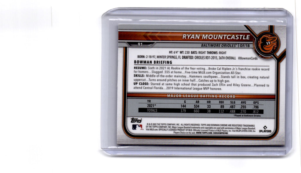 2022 Bowman Chrome Sapphire Edition #91 Ryan Mountcastle