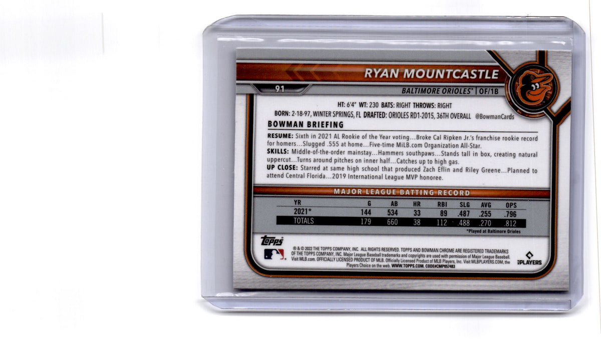 2022 Bowman Chrome Sapphire Edition #91 Ryan Mountcastle