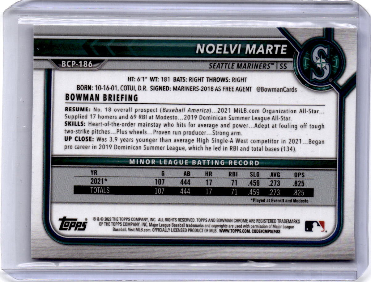 2022 Bowman Chrome Sapphire Edition #BCP-186 Noelvi Marte Prospects